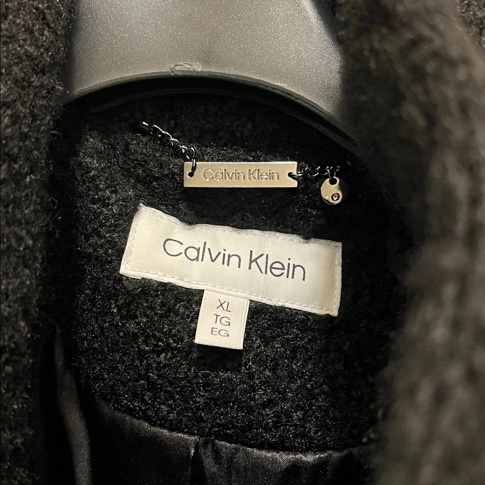 Calvin Klein Women’s Black Long Coat XL Pea Coat Classic Winter Outerwear
